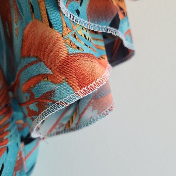 SHEIN Curvy Cropped Tie Front Blouse 3X Floral Batwing Sleeve Hawaiian Tropical - Picture 4 of 9